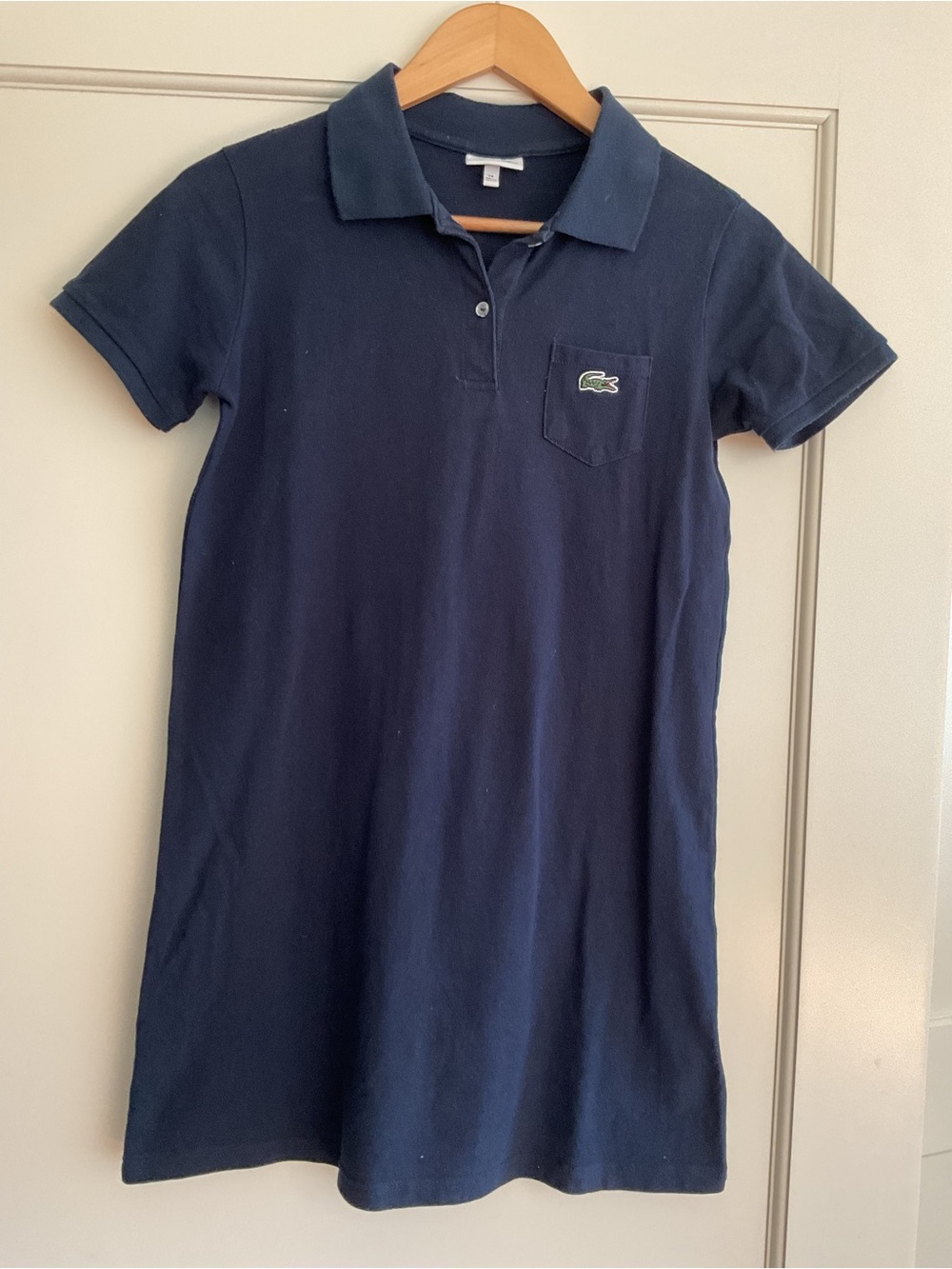 Girl’s Lacoste Navy Polo Dress with Chest Pocket size 14yr